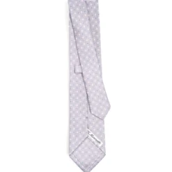 CRAVATTA SARTORIALE CLASSICA IN SETA GRIGIO CHIARO Microfantasia fiore
