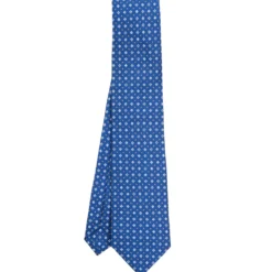 CRAVATTA SARTORIALE CLASSICA IN SETA BLU Microfantasia fiore