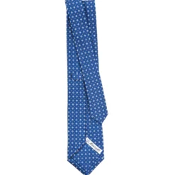 CRAVATTA SARTORIALE CLASSICA IN SETA BLU Microfantasia fiore