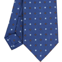 CRAVATTA SARTORIALE CLASSICA IN SETA BLU Microfantasia fiore