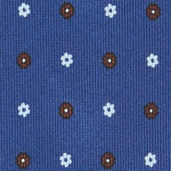 CRAVATTA SARTORIALE CLASSICA IN SETA BLU Microfantasia fiore
