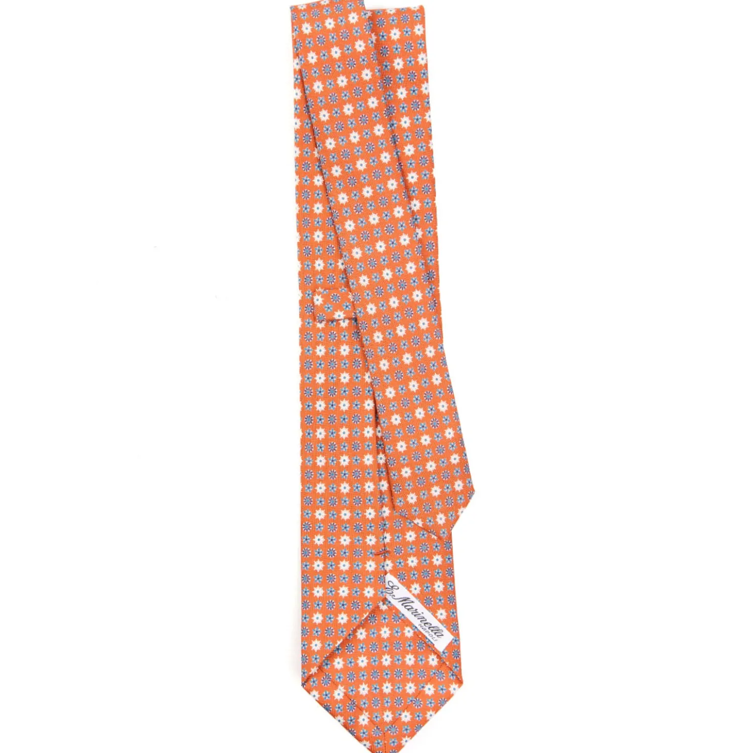 CRAVATTA SARTORIALE CLASSICA IN SETA ARANCIONE Microfantasia fiore