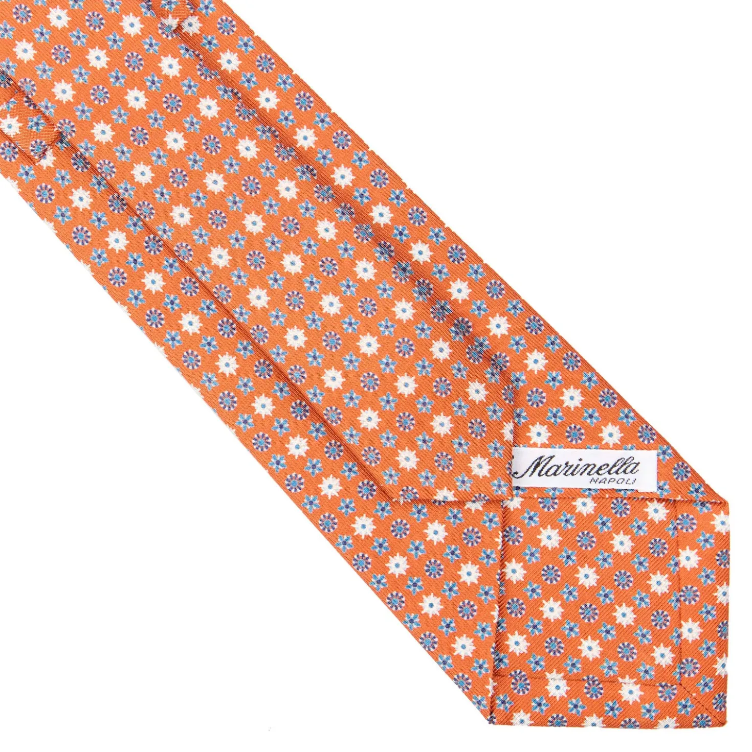 CRAVATTA SARTORIALE CLASSICA IN SETA ARANCIONE Microfantasia fiore