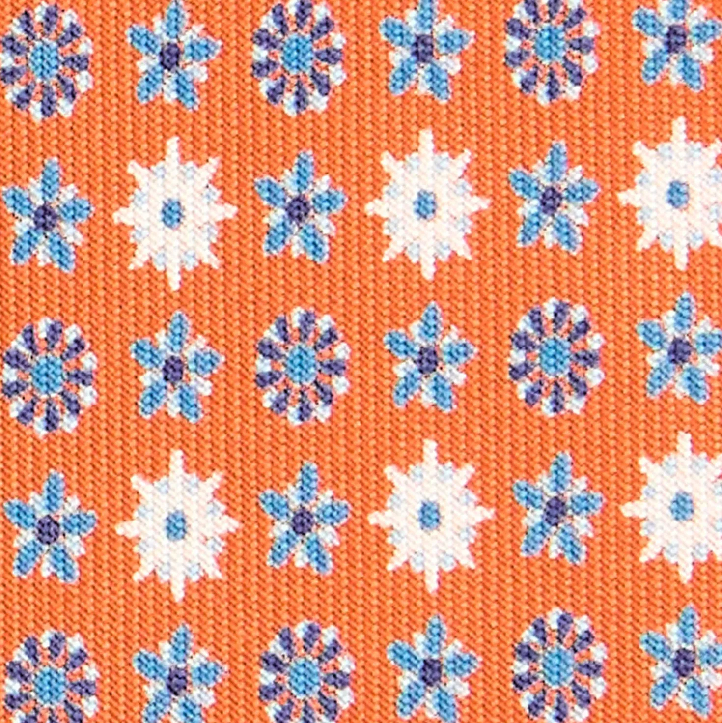 CRAVATTA SARTORIALE CLASSICA IN SETA ARANCIONE Microfantasia fiore