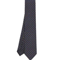 CRAVATTA SARTORIALE CLASSICA IN SETA BLU SCURO Microfantasia fiore