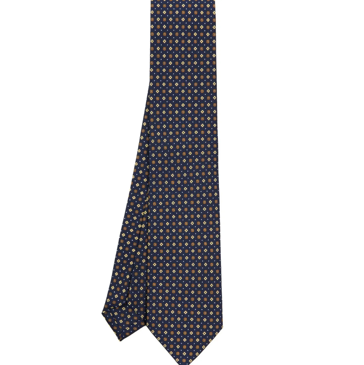 CRAVATTA SARTORIALE CLASSICA IN SETA BLU SCURO Microfantasia fiore