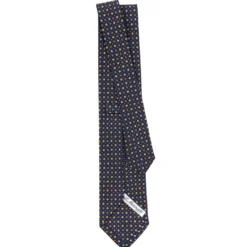 CRAVATTA SARTORIALE CLASSICA IN SETA BLU SCURO Microfantasia fiore