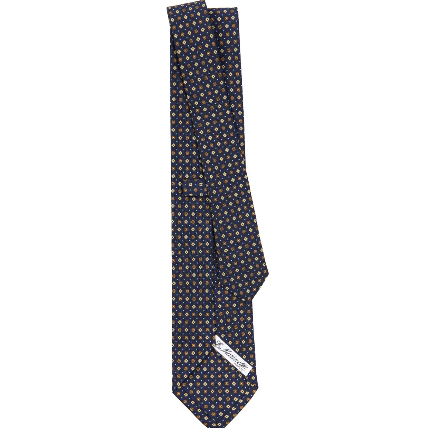 CRAVATTA SARTORIALE CLASSICA IN SETA BLU SCURO Microfantasia fiore