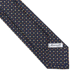 CRAVATTA SARTORIALE CLASSICA IN SETA BLU SCURO Microfantasia fiore