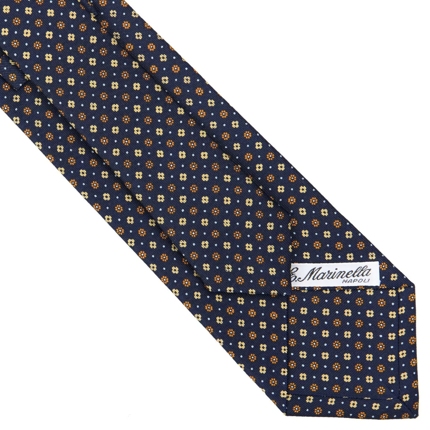 CRAVATTA SARTORIALE CLASSICA IN SETA BLU SCURO Microfantasia fiore