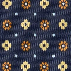 CRAVATTA SARTORIALE CLASSICA IN SETA BLU SCURO Microfantasia fiore
