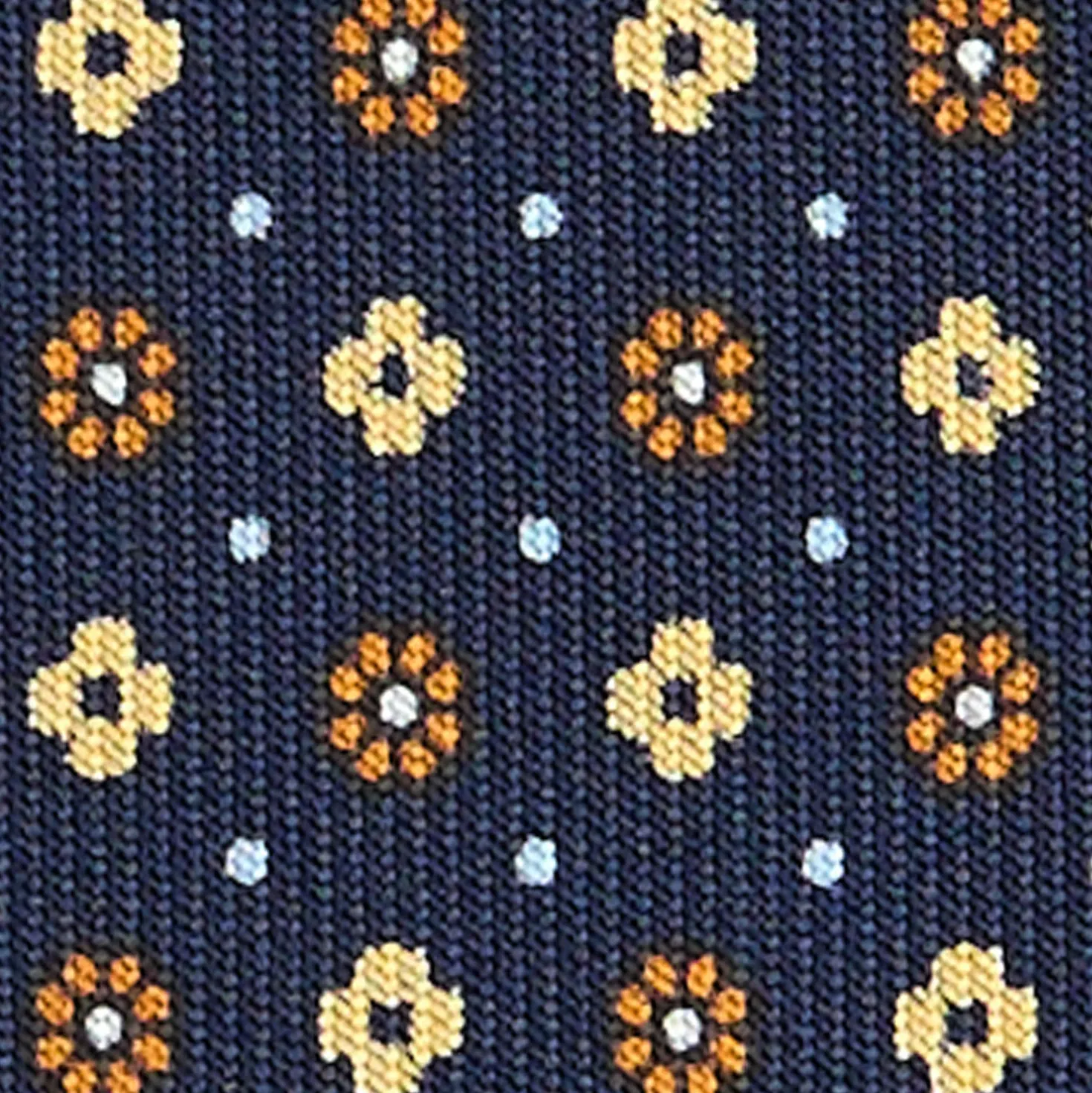 CRAVATTA SARTORIALE CLASSICA IN SETA BLU SCURO Microfantasia fiore