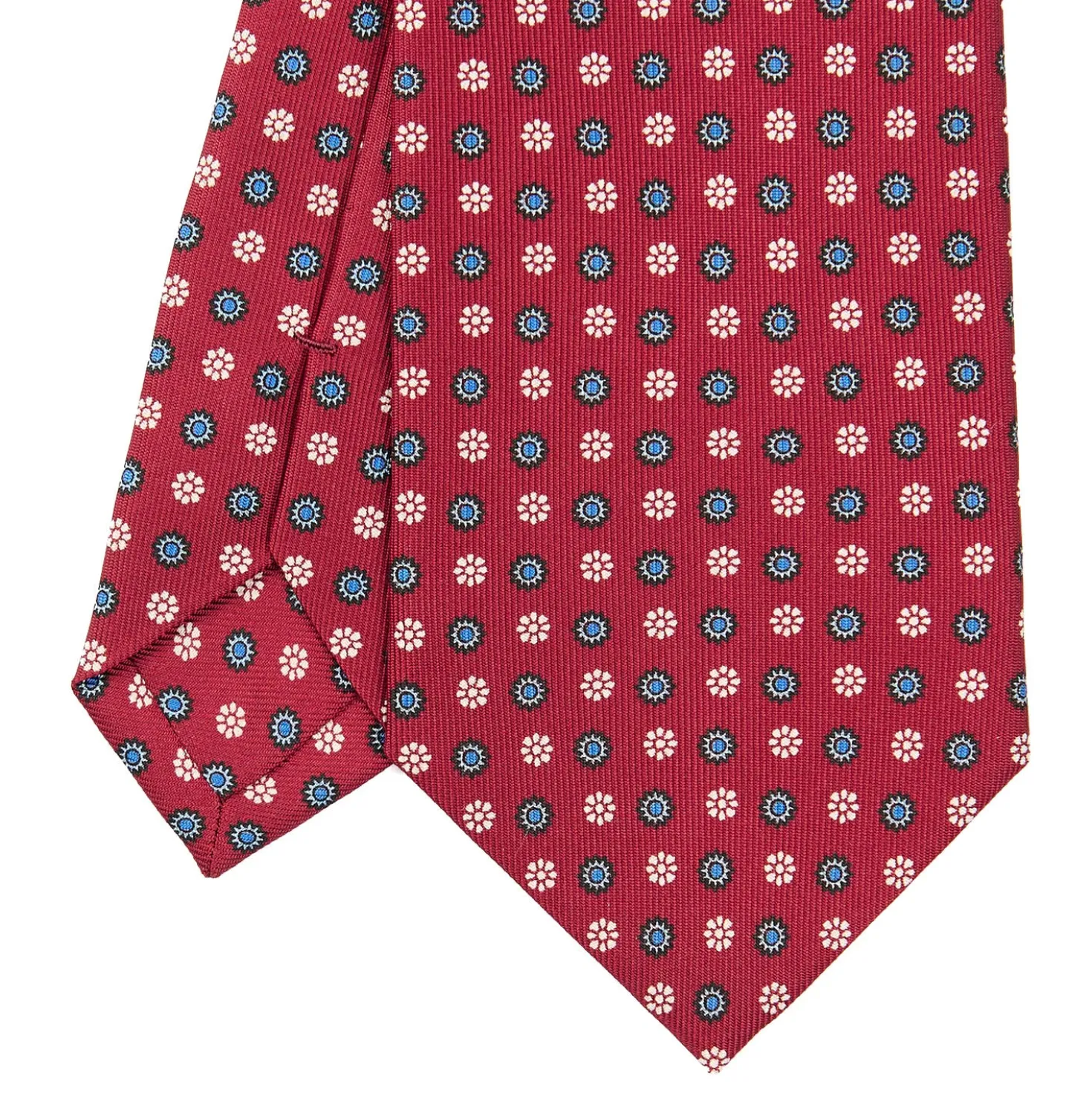 CRAVATTA SARTORIALE CLASSICA IN SETA BORDEAUX Microfantasia fiore