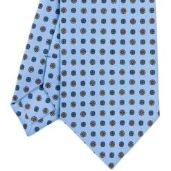 CRAVATTA SARTORIALE CLASSICA IN SETA AZZURRA Microfantasia fiore