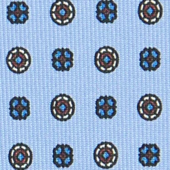 CRAVATTA SARTORIALE CLASSICA IN SETA AZZURRA Microfantasia fiore