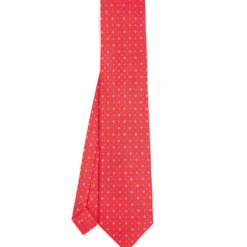 CRAVATTA SARTORIALE CLASSICA IN SETA ROSSA Microfantasia fiore