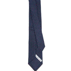 CRAVATTA SARTORIALE CLASSICA IN SETA BLU SCURO Microfantasia fiore