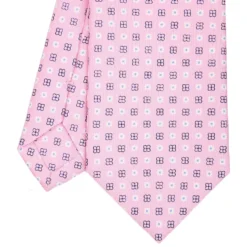 CRAVATTA SARTORIALE CLASSICA IN SETA ROSA Microfantasia fiore