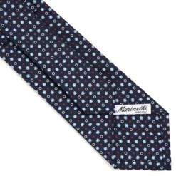 CRAVATTA SARTORIALE CLASSICA IN SETA BLU SCURO Microfantasia fiore