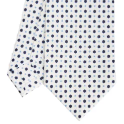 CRAVATTA SARTORIALE CLASSICA IN SETA BIANCA Microfantasia fiore