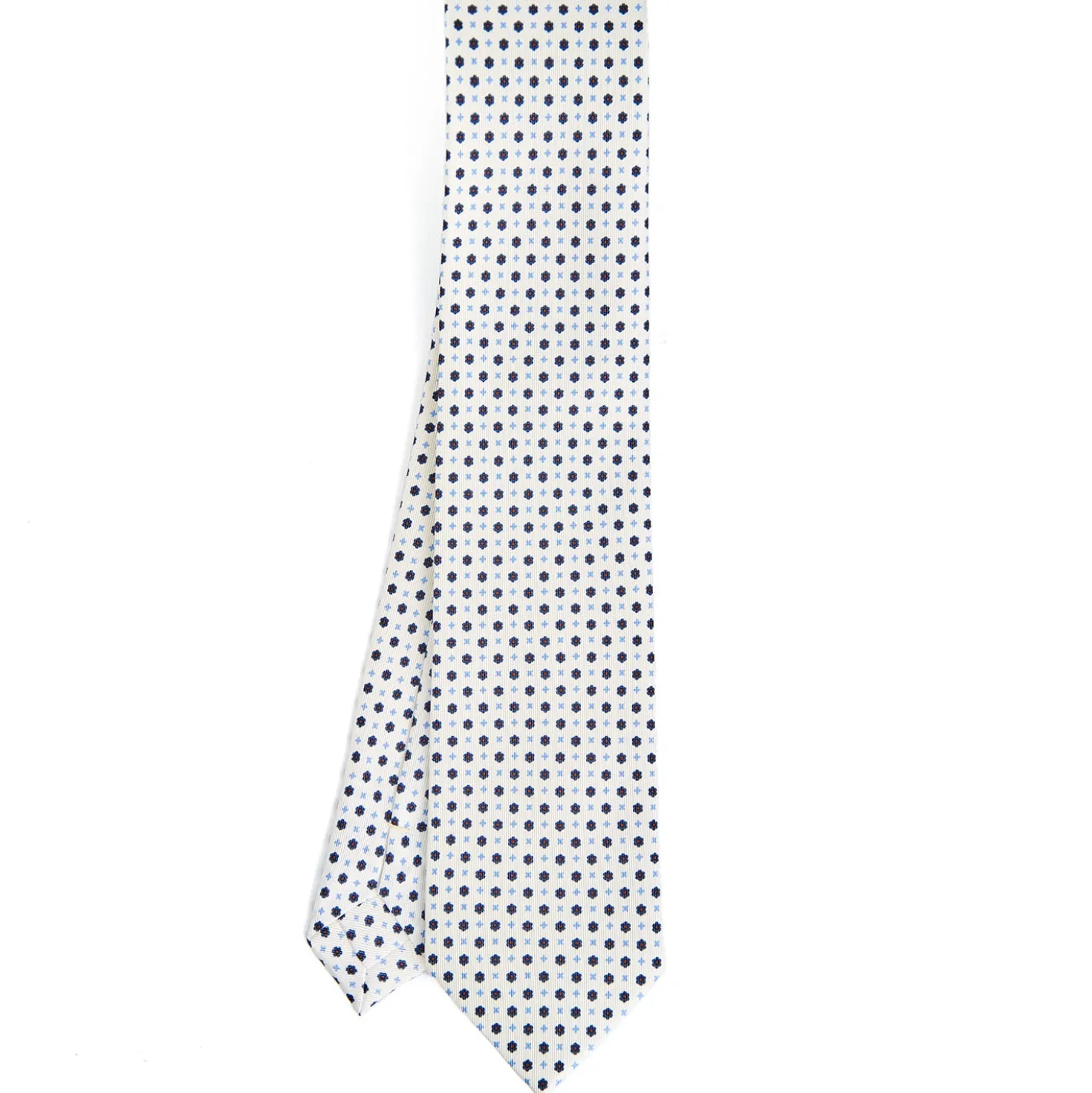CRAVATTA SARTORIALE CLASSICA IN SETA BIANCA Microfantasia fiore