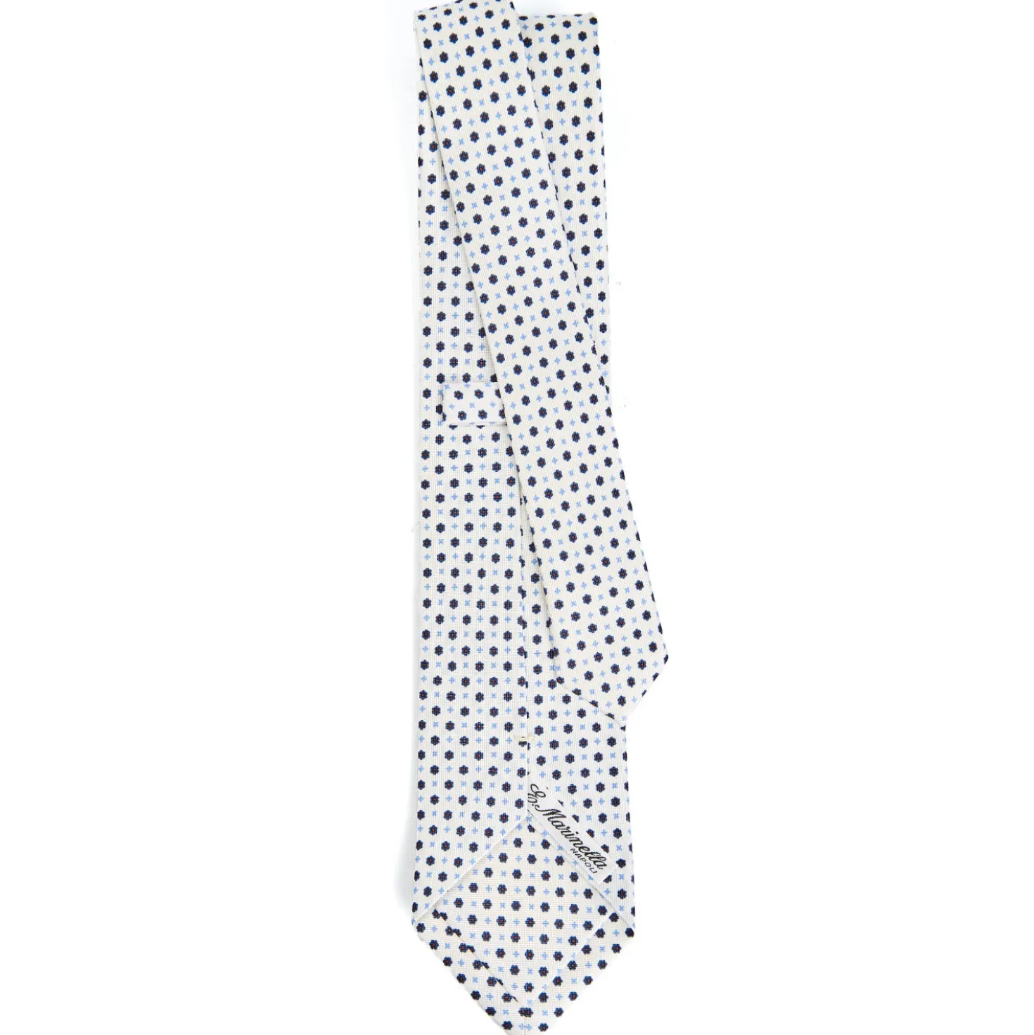 CRAVATTA SARTORIALE CLASSICA IN SETA BIANCA Microfantasia fiore