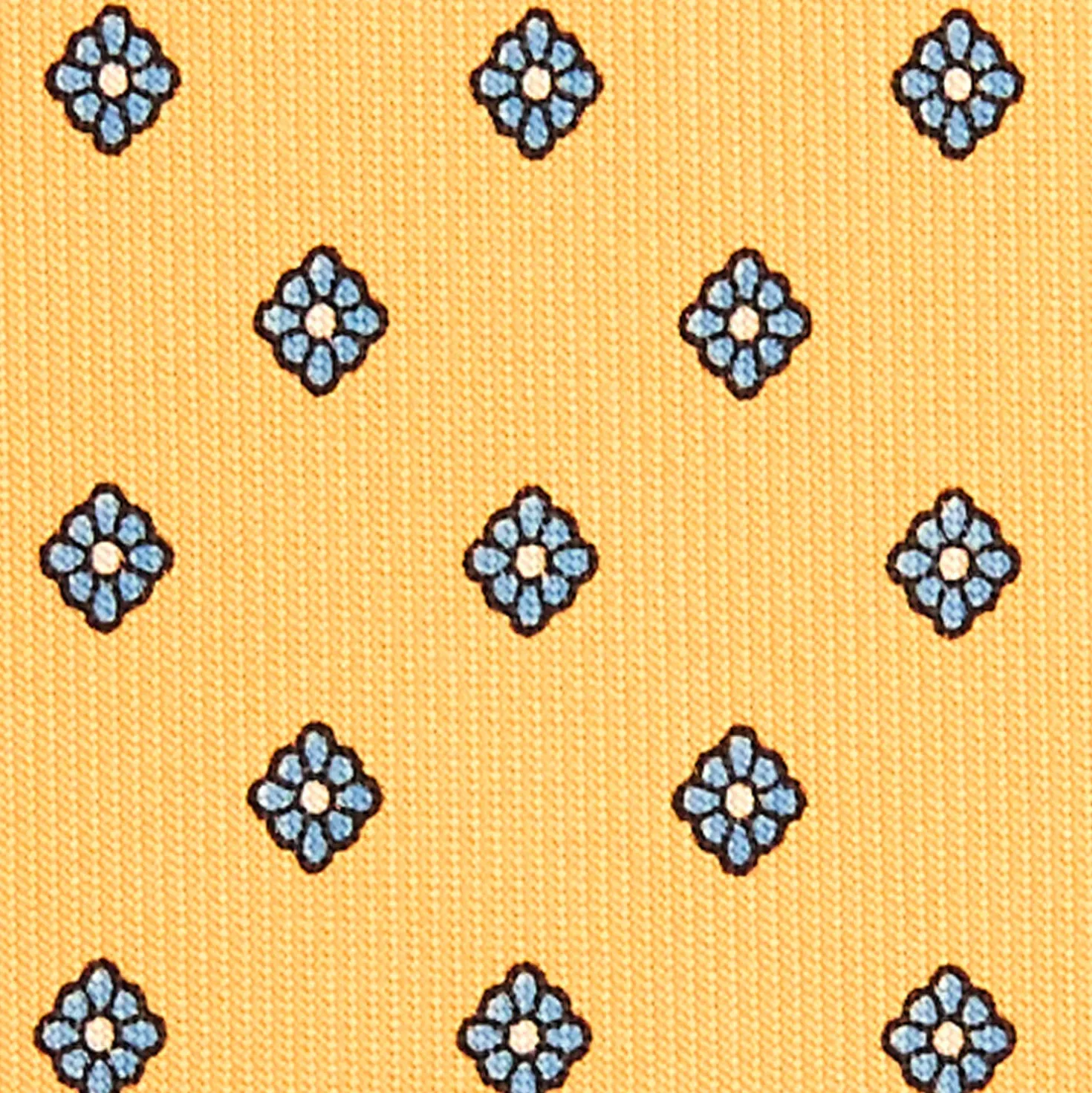 CRAVATTA SARTORIALE CLASSICA IN SETA GIALLA Microfantasia fiore