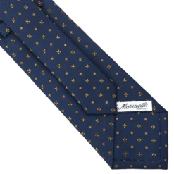 CRAVATTA SARTORIALE CLASSICA IN SETA BLU SCURO Microfantasia fiore