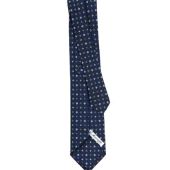 CRAVATTA SARTORIALE CLASSICA IN SETA BLU SCURO Microfantasia fiore