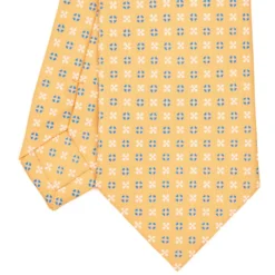 CRAVATTA SARTORIALE CLASSICA IN SETA GIALLA Microfantasia fiore