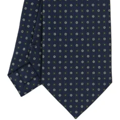 CRAVATTA SARTORIALE CLASSICA IN SETA BLU SCURO Microfantasia fiore