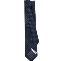 CRAVATTA SARTORIALE CLASSICA IN SETA BLU SCURO Microfantasia fiore