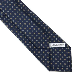 CRAVATTA SARTORIALE CLASSICA IN SETA BLU SCURO Microfantasia fiore