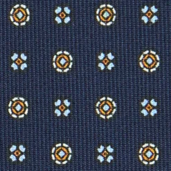 CRAVATTA SARTORIALE CLASSICA IN SETA BLU SCURO Microfantasia fiore