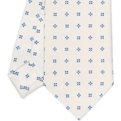 CRAVATTA SARTORIALE CLASSICA IN SETA BIANCA Microfantasia fiore