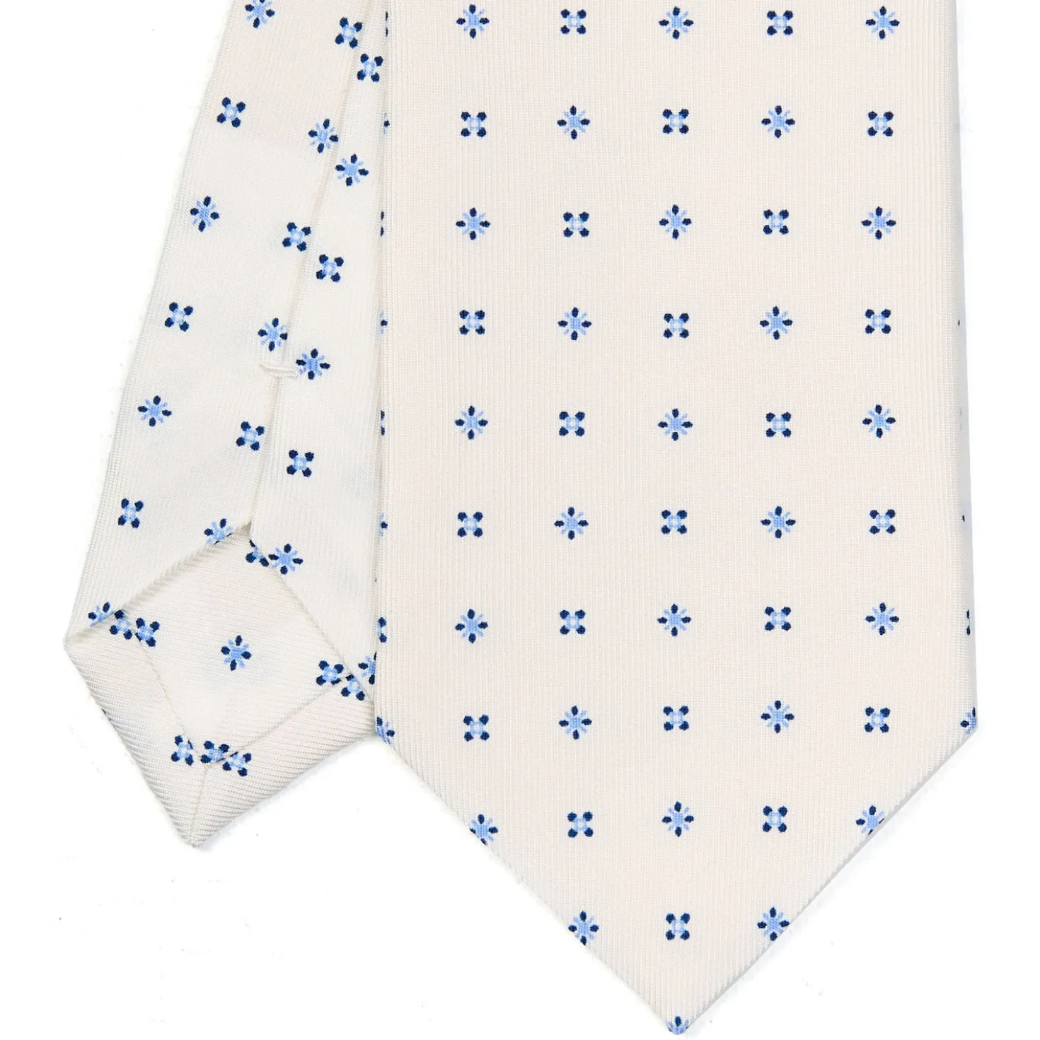 CRAVATTA SARTORIALE CLASSICA IN SETA BIANCA Microfantasia fiore