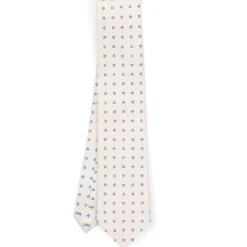 CRAVATTA SARTORIALE CLASSICA IN SETA BIANCA Microfantasia fiore