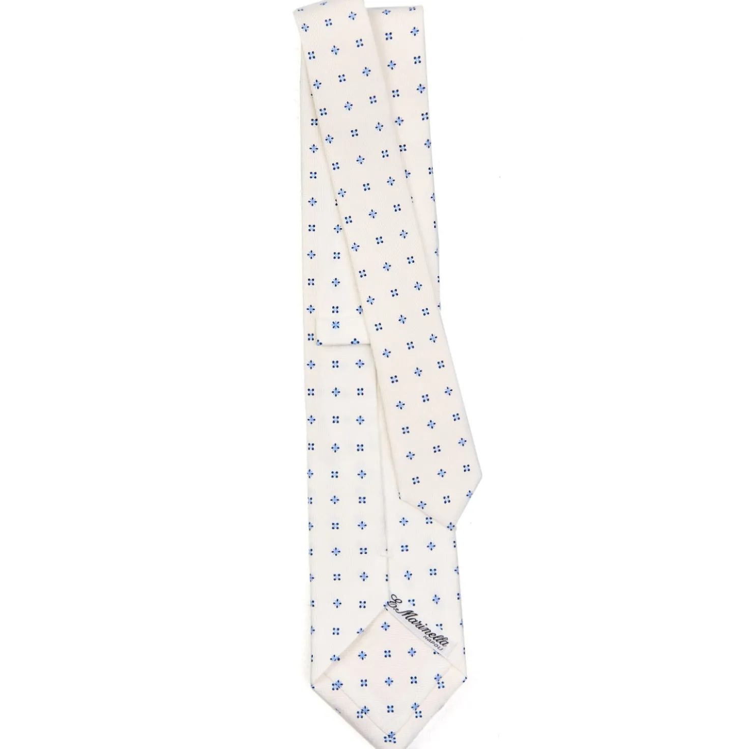 CRAVATTA SARTORIALE CLASSICA IN SETA BIANCA Microfantasia fiore