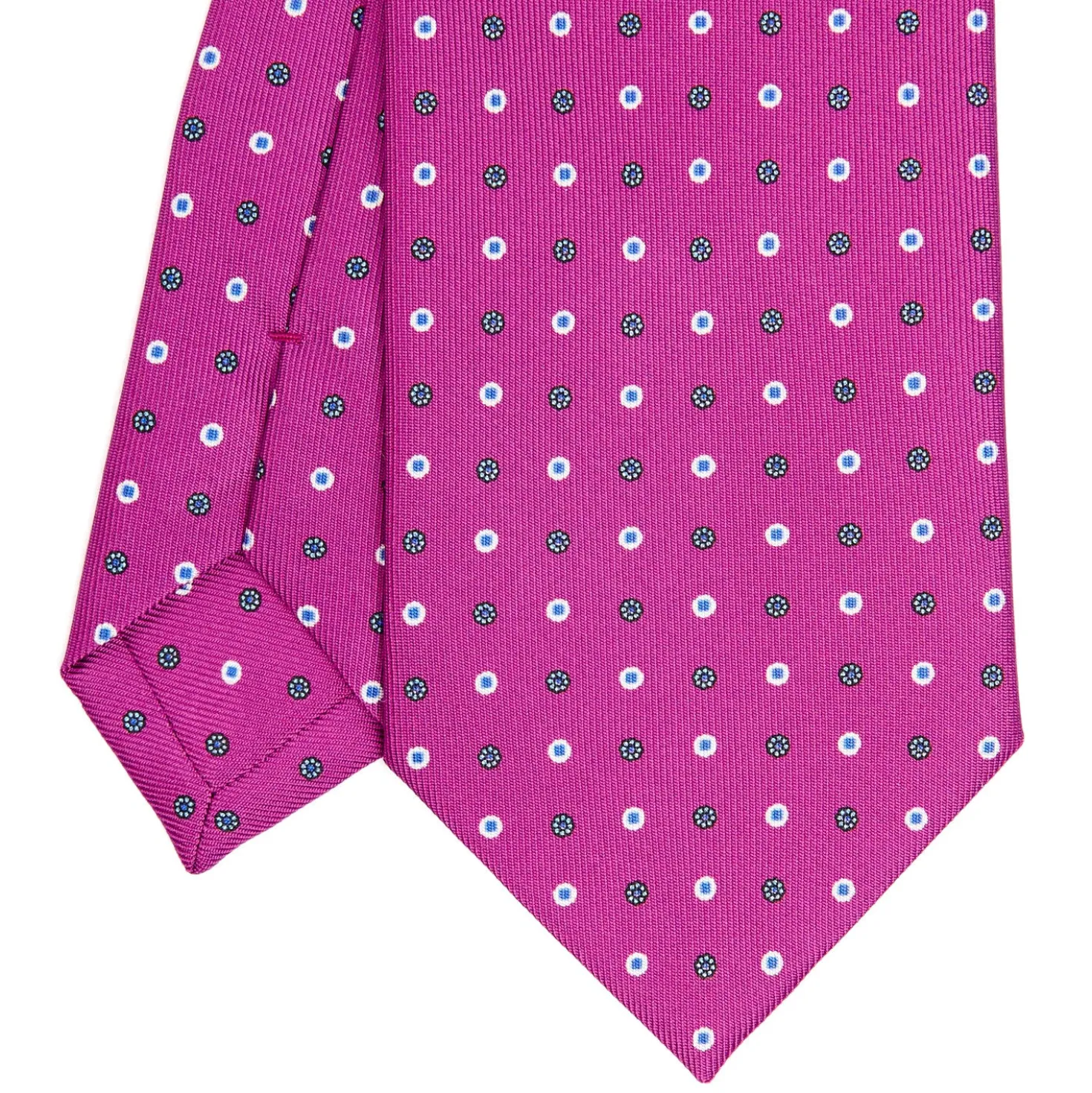 CRAVATTA SARTORIALE CLASSICA IN SETA FUCSIA Microfantasia fiore