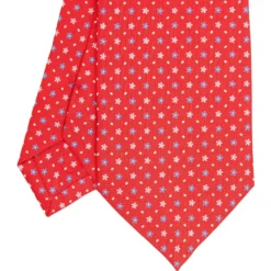 CRAVATTA SARTORIALE CLASSICA IN SETA ROSSA Microfantasia fiore