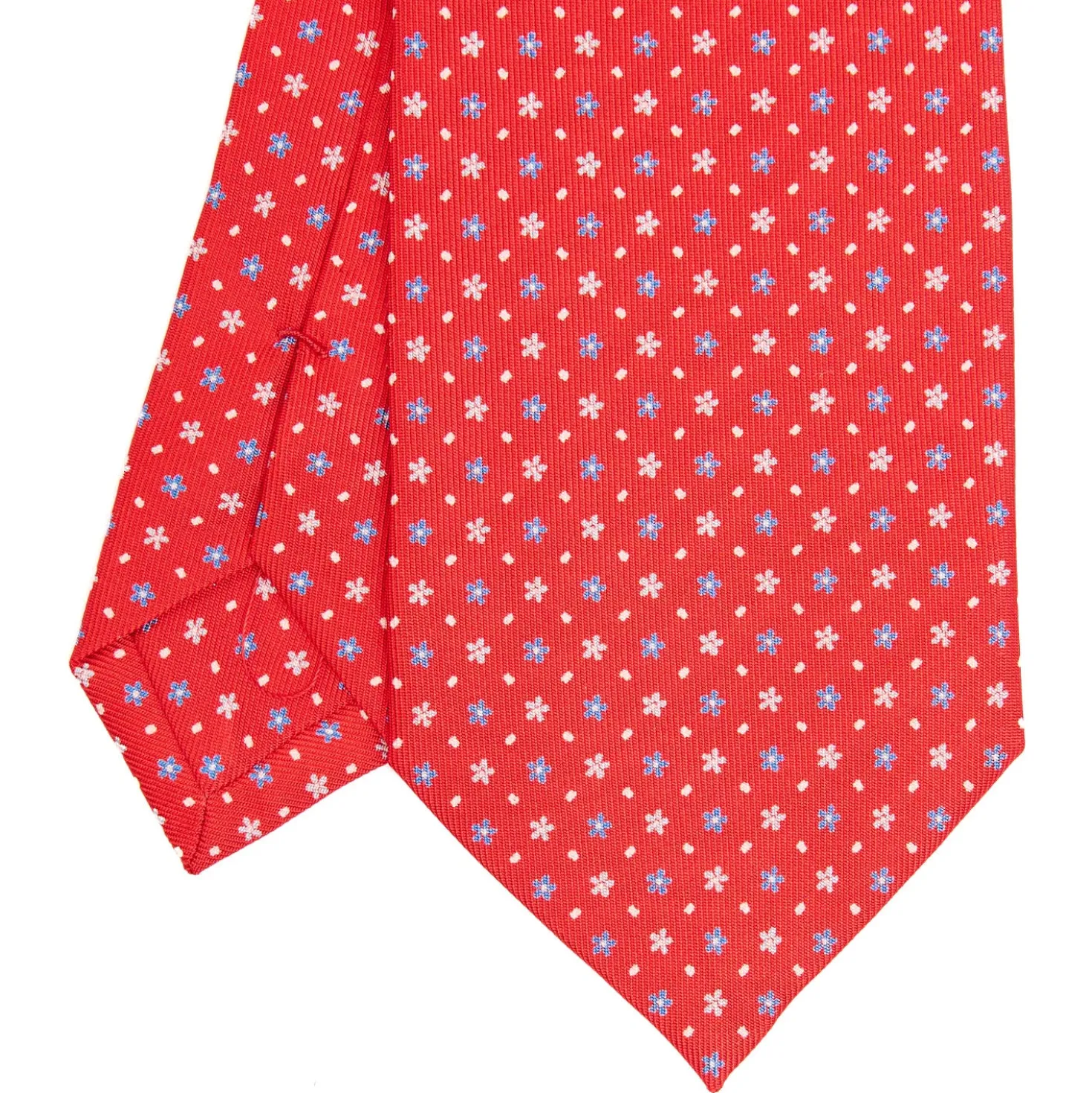 CRAVATTA SARTORIALE CLASSICA IN SETA ROSSA Microfantasia fiore