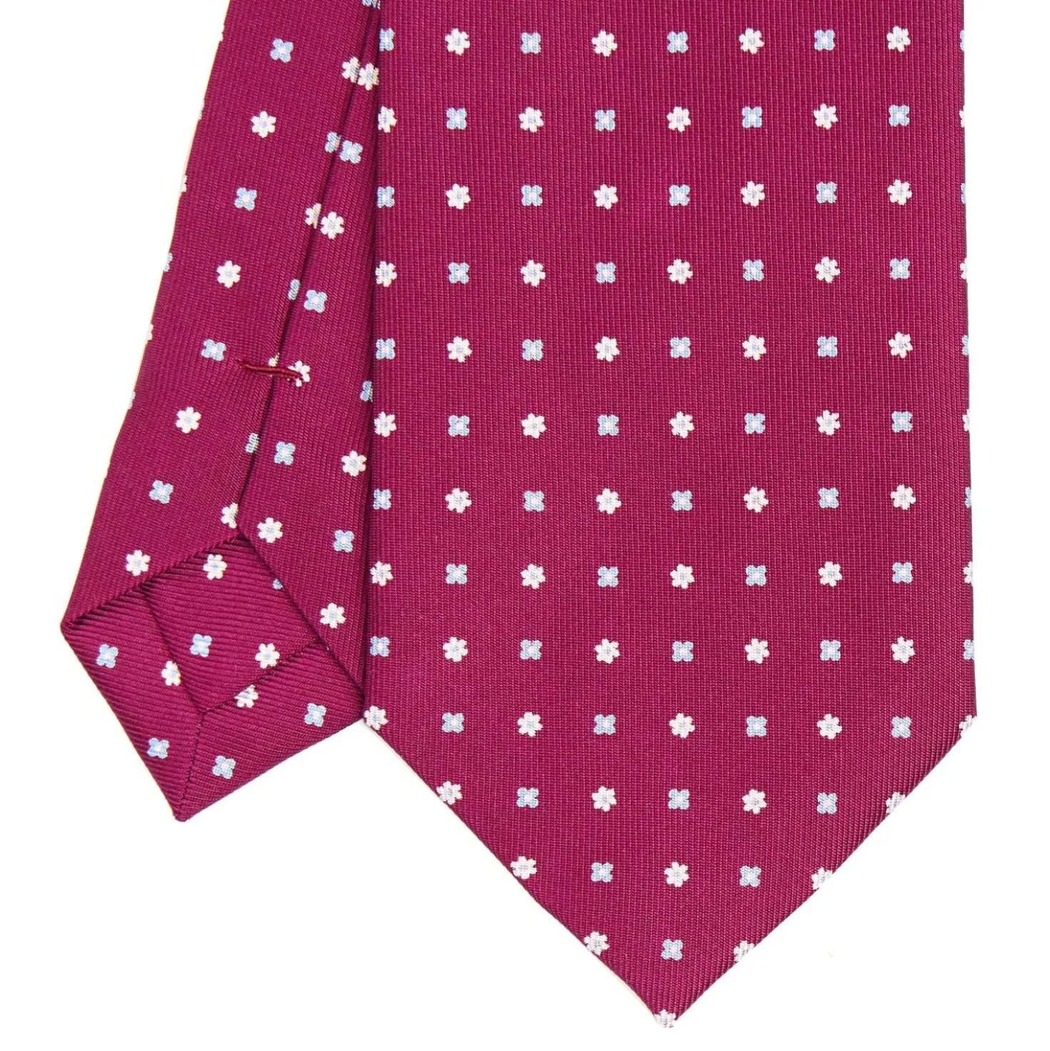 CRAVATTA SARTORIALE CLASSICA IN SETA BORDEAUX Microfantasia fiore