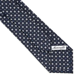 CRAVATTA SARTORIALE CLASSICA IN SETA BLU SCURO Microfantasia fiore