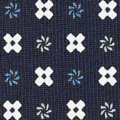 CRAVATTA SARTORIALE CLASSICA IN SETA BLU SCURO Microfantasia fiore