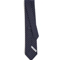 CRAVATTA SARTORIALE CLASSICA IN SETA BLU SCURO Microfantasia fiore