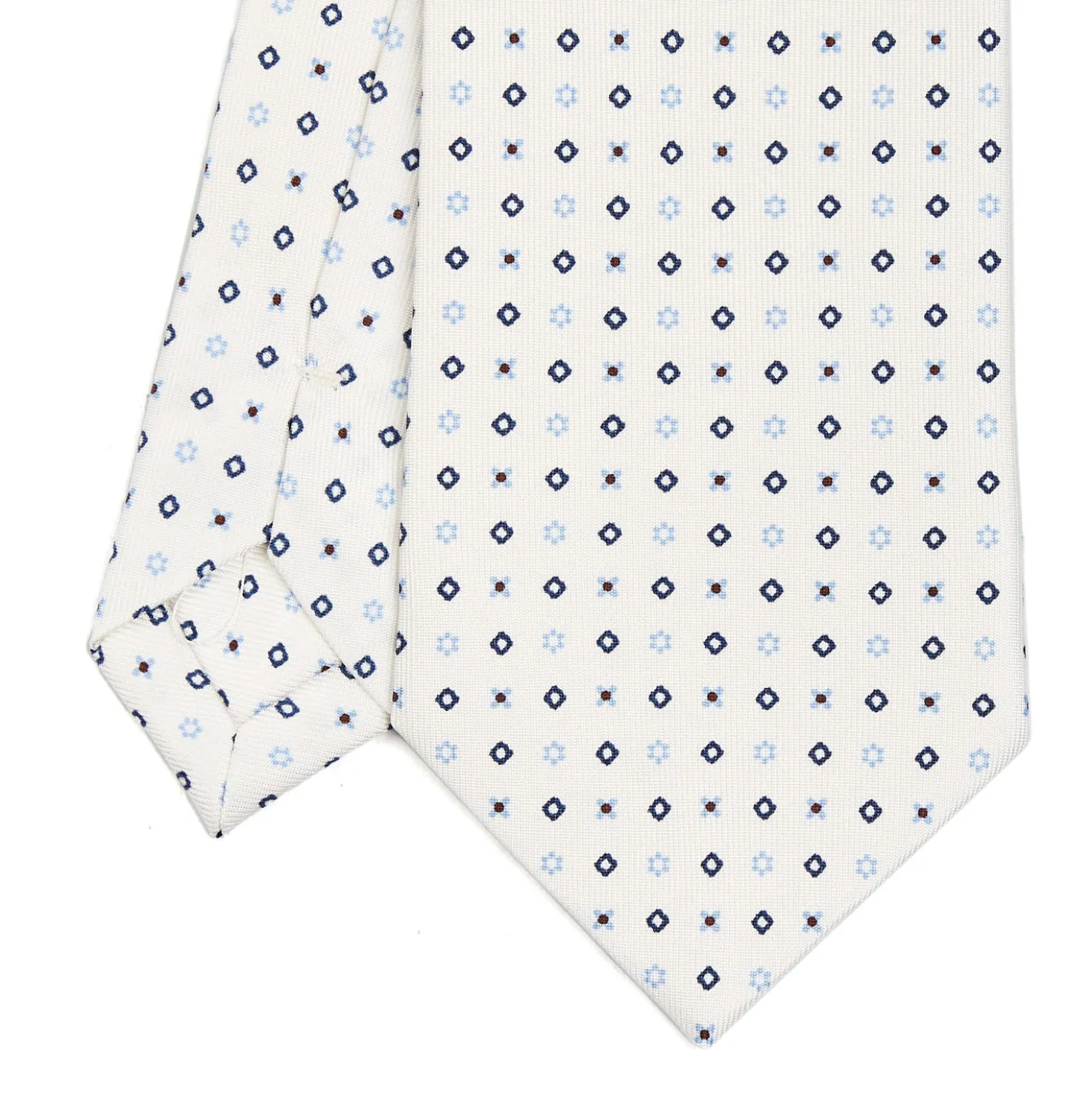 CRAVATTA SARTORIALE CLASSICA IN SETA BIANCA Microfantasia fiore
