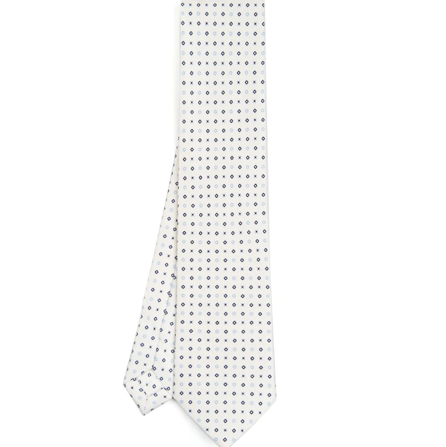 CRAVATTA SARTORIALE CLASSICA IN SETA BIANCA Microfantasia fiore