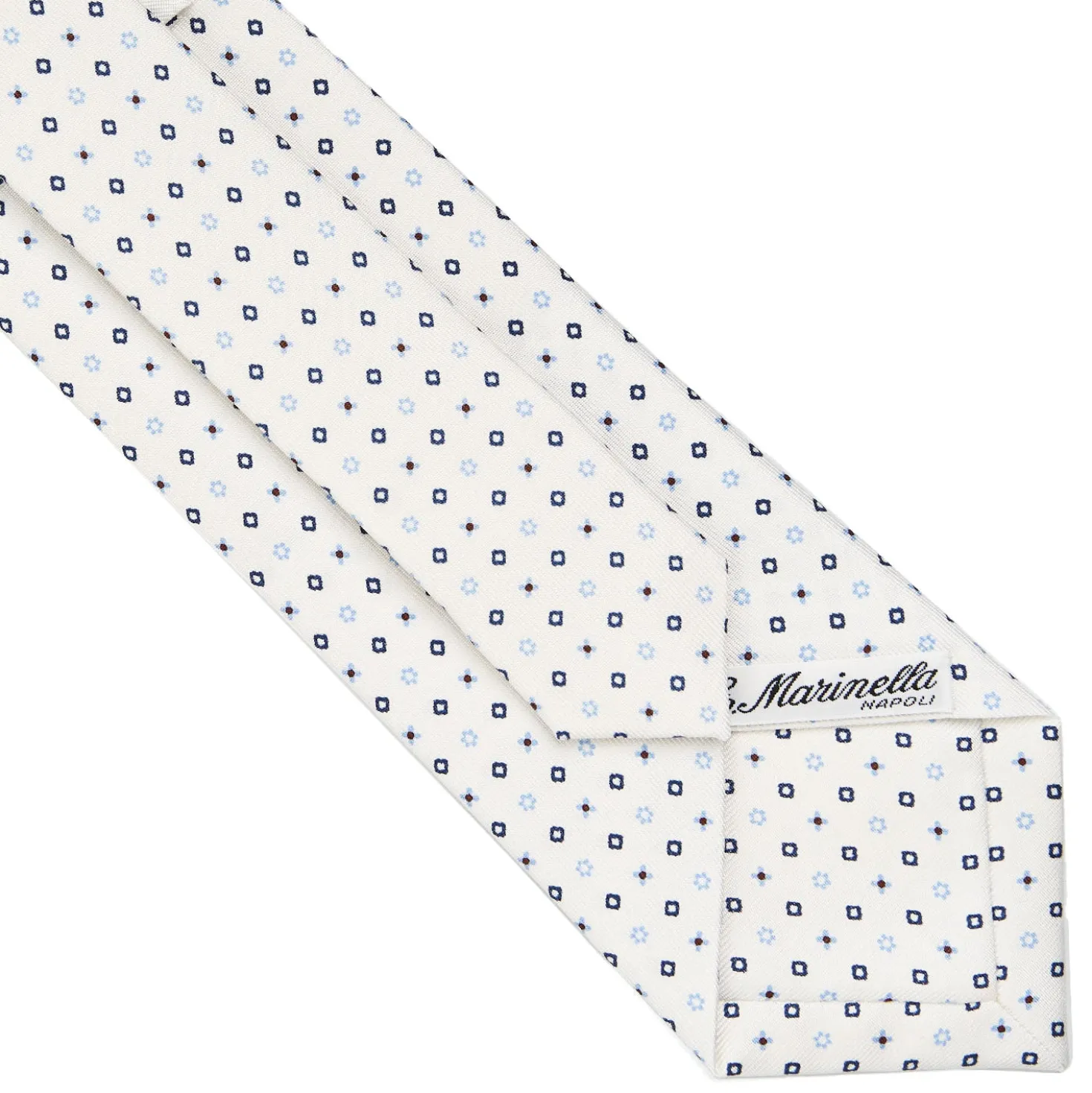 CRAVATTA SARTORIALE CLASSICA IN SETA BIANCA Microfantasia fiore