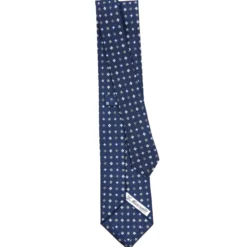 CRAVATTA SARTORIALE CLASSICA IN SETA BLU Microfantasia fiore