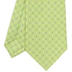 CRAVATTA SARTORIALE CLASSICA IN SETA VERDE CHIARO Microfantasia fiore